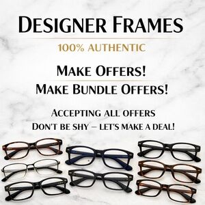 Designer Frames Collection - Many colors available from black, blue, brown.